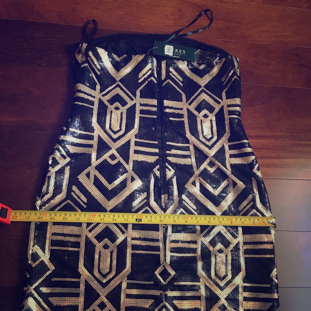 NWT! RALPH LAUREN Size 12 Black/Gold Sequin Dress